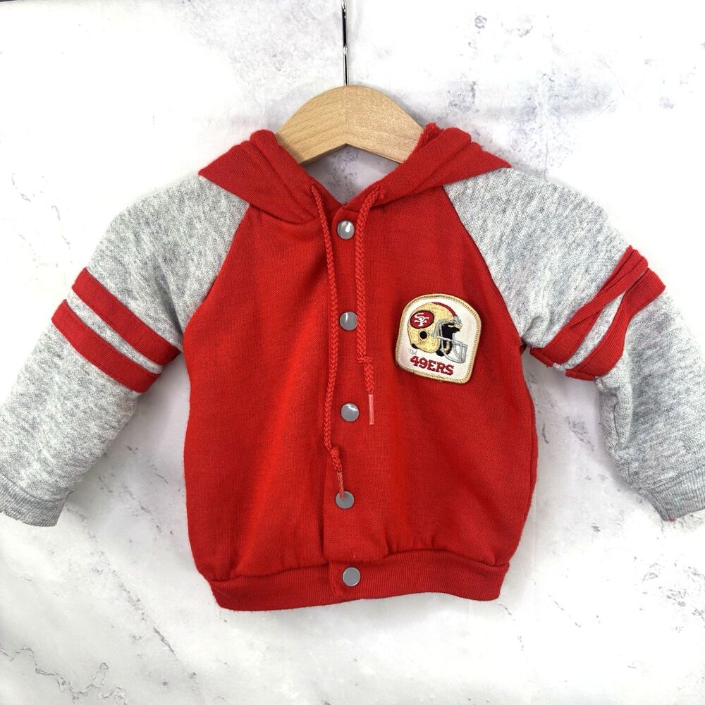 VTG 90s San Francisco 49ers Football Hoodie knit Sweater Toddler 12 Months Baby